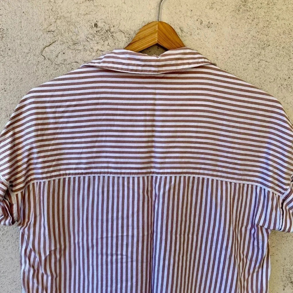 BeachLunchLounge Stripes Collar Short Sleeve Top Size Small - Picture 9 of 10